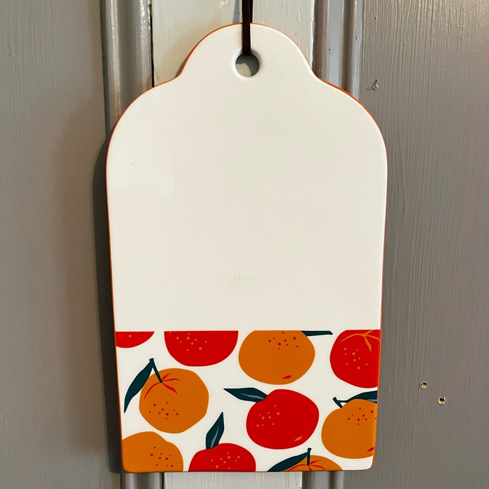 Earthenware Ceramic Cheese Cutting Board, With Oranges, Clementines, Tangerine